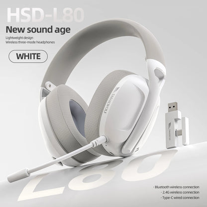 SmailWolf-L80 Bluetooth wireless three-mode headphones headset lightweight headset 2.4G gaming headsets sports bass