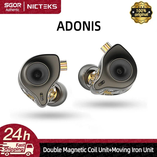 SGOR Adonis 1DD+1BA Hybrid Technology Earphones IEM In Ear Monitor HIFI Super Bass Earbuds Music Headphones For zsn pro castor